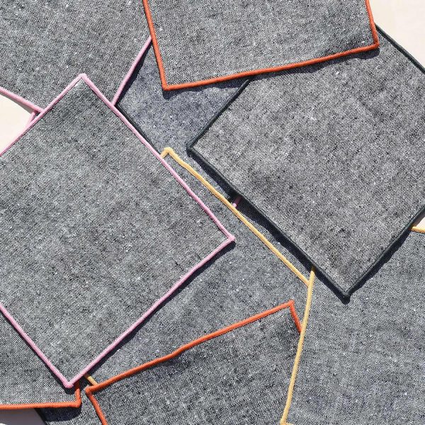 Atelier Saucier Rainbow Chambray Cocktail Napkin Set  |  Table Linens Kitchen & Dining Table Linens