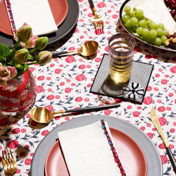 Atelier Saucier Rose Rouge Tablecloth,72"  |  Table Linens Kitchen & Dining Table Linens