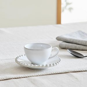 Costa Nova Pearl White Stoneware Coffee Cup & Saucers (Set Of 4)  |  Dinnerware Dinnerware Dinnerware