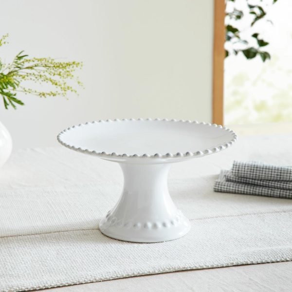 Costa Nova Pearl White Stoneware Footed Plate  |  Serveware Kitchen & Dining Serveware