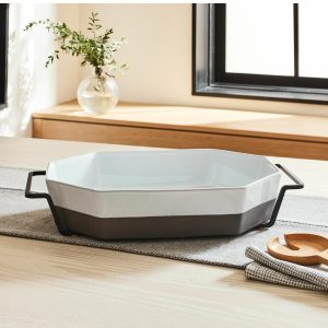 Costa Nova Plano Octagonal Baking Dish W/ Metallic Holder  |  Kitchen Kitchen Kitchen