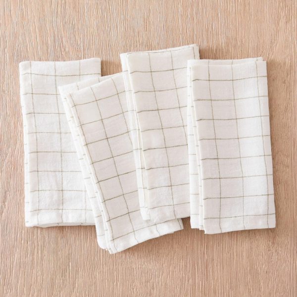 Creative Stone Washed Linen Windowpane Napkins (Set Of 4)  |  Table Linens Kitchen & Dining Table Linens