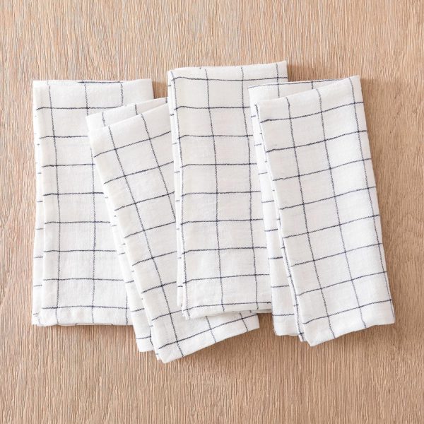 Creative Stone Washed Linen Windowpane Napkins (Set Of 4)  |  Table Linens Kitchen & Dining Table Linens