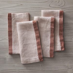 European Linen Contrast Border Napkins (Set Of 4)  |  Table Linens Kitchen & Dining Table Linens