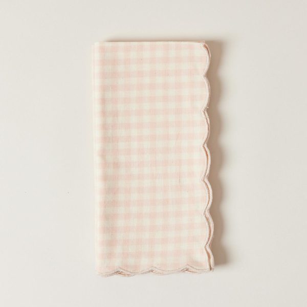 Farmhouse Pottery Petite Gingham Scalloped Napkins  |  Table Linens Kitchen & Dining Table Linens