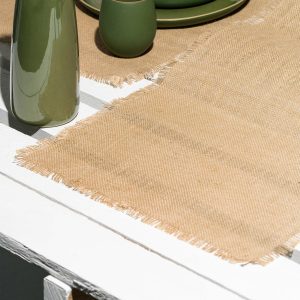 Gharyan Stoneware Jute Table Runner  |  Table Linens Kitchen & Dining Table Linens