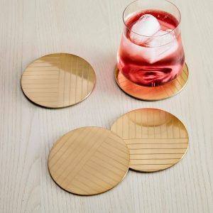 Linear Brass Coasters (Set Of 4)  |  Glassware & Barware Glassware & Barware Glassware & Barware