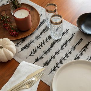 Little Korboose Black Feather Table Runner  |  Table Linens Kitchen & Dining Table Linens