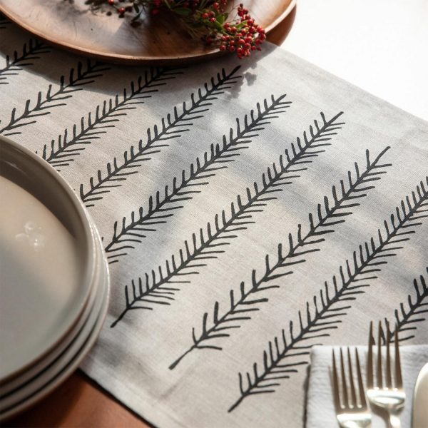 Little Korboose Black Feather Table Runner  |  Table Linens Kitchen & Dining Table Linens