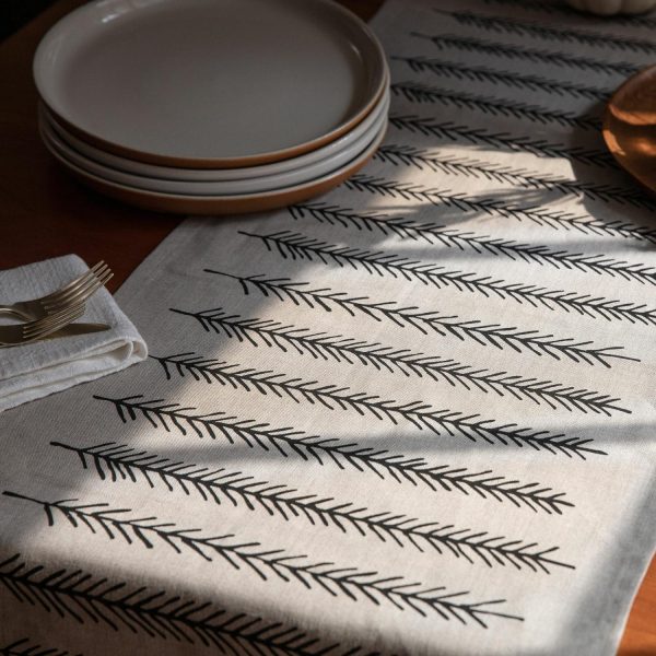 Little Korboose Black Feather Table Runner  |  Table Linens Kitchen & Dining Table Linens