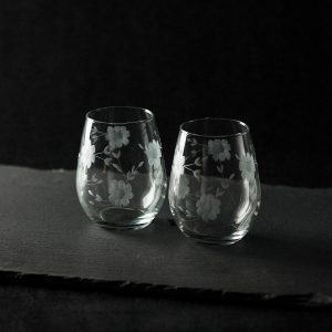 Love & Victory Floral Stemless Wine Glass  |  Glassware & Barware Glassware & Barware Glassware & Barware