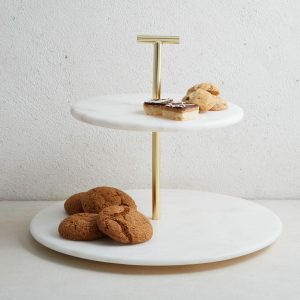 Madison Marble & Brass 2-Tier Cake Stand  |  Serveware Kitchen & Dining Serveware