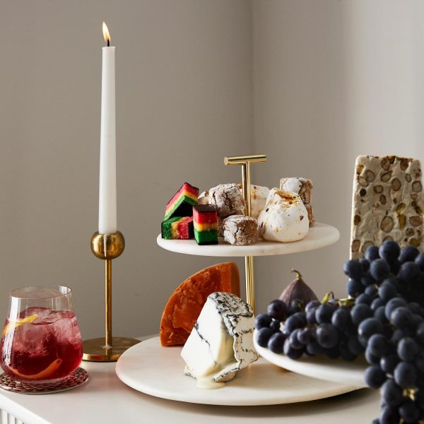 Madison Marble & Brass 2-Tier Cake Stand  |  Serveware Kitchen & Dining Serveware