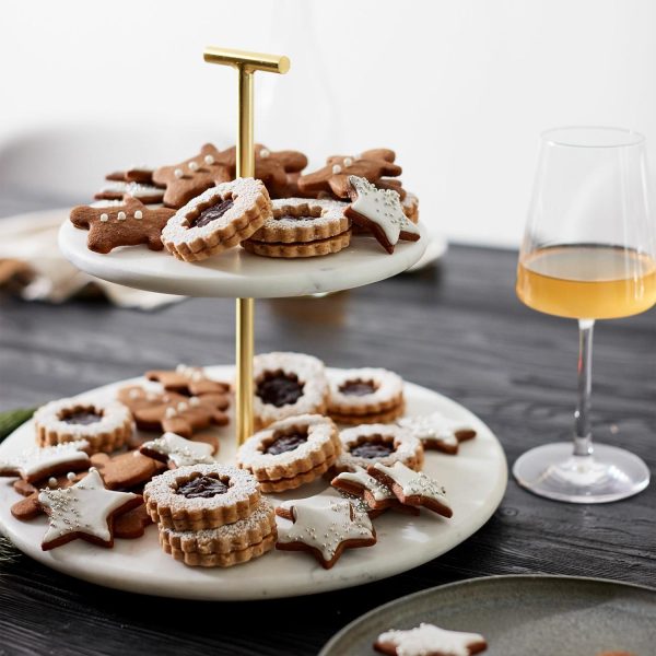 Madison Marble & Brass 2-Tier Cake Stand  |  Serveware Kitchen & Dining Serveware