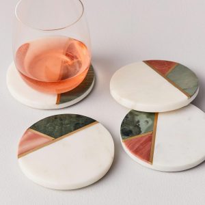 Mixed Marble & Brass Coasters (Set Of 4)  |  Glassware & Barware Glassware & Barware Glassware & Barware