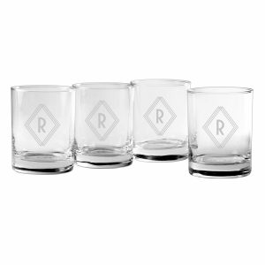 Monogram Double Old Fashioned Glasses (Set Of 4)  |  Glassware & Barware Glassware & Barware Glassware & Barware