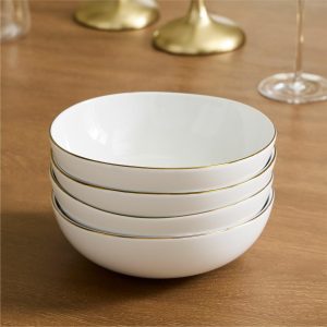 Organic Porcelain Gold-Rimmed Small Bowl,Set Of 8  |  Dinnerware Dinnerware Dinnerware