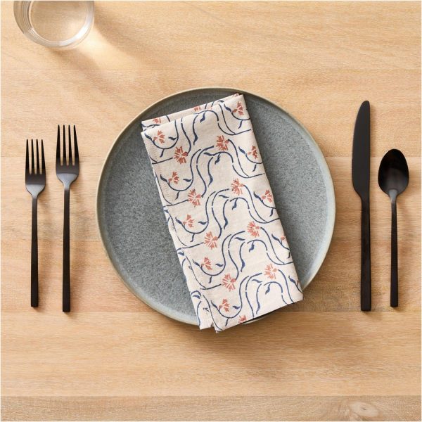 Soil To Studio Juhi Block-Printed Linen Napkins (Set Of 2)  |  Table Linens Kitchen & Dining Table Linens