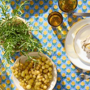 Soil To Studio Shama Block-Printed Tablecloth  |  Table Linens Kitchen & Dining Table Linens