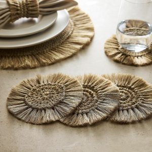 Tallo De Olivo Fique Fringe Coasters (Set Of 4)  |  Glassware & Barware Glassware & Barware Glassware & Barware