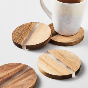 Wood & Resin Coasters (Set Of 4)  |  Glassware & Barware Glassware & Barware Glassware & Barware