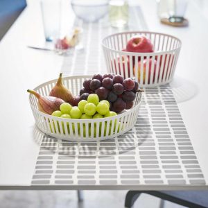 Yamazaki Tower Striped Steel Fruit Basket – Wide  |  Kitchen Kitchen Kitchen