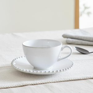 Costa Nova Pearl White Stoneware Teacup & Saucers (Set Of 4)  |  Dinnerware Dinnerware Dinnerware