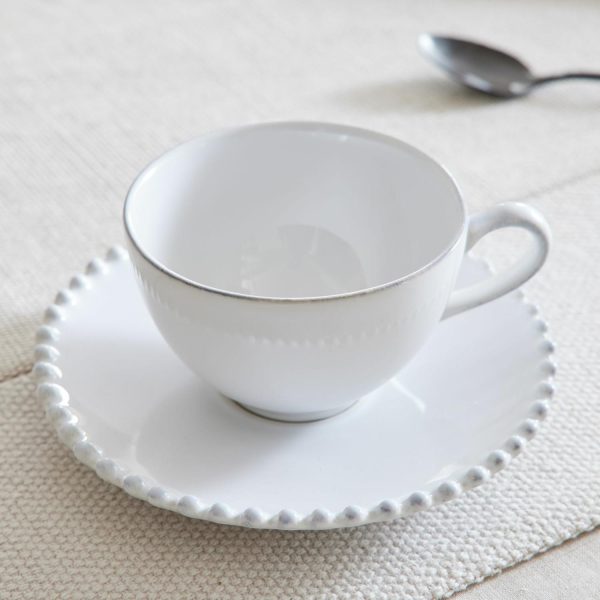 Costa Nova Pearl White Stoneware Teacup & Saucers (Set Of 4)  |  Dinnerware Dinnerware Dinnerware