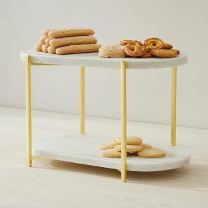 Madison Marble & Brass 2-Tier Stand  |  Serveware Kitchen & Dining Serveware