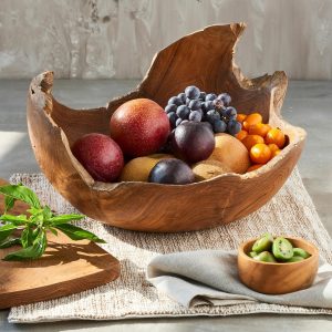 Takara Teak Wood Live Edge Bowl  |  Serveware Kitchen & Dining Serveware